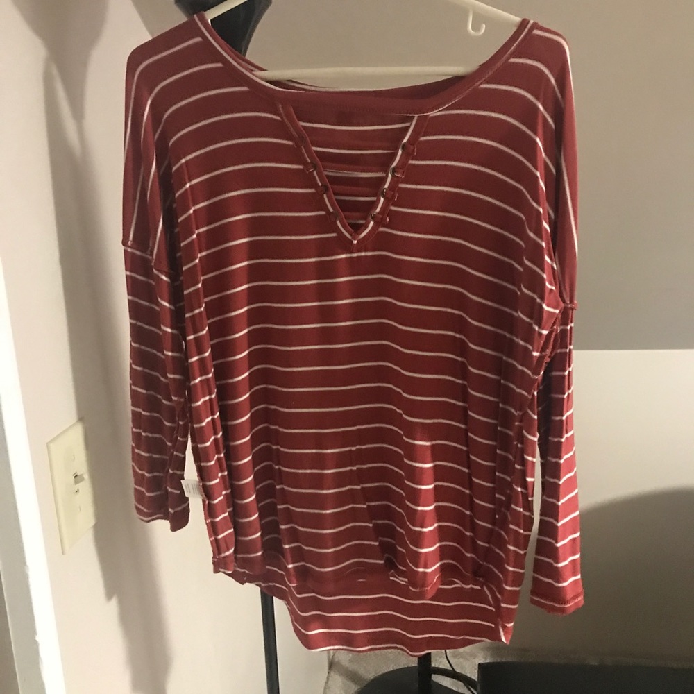 Rust Color Lace Up Top